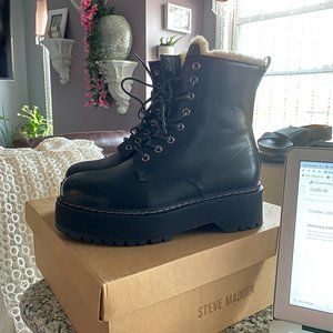 Steve Madden Betty Fur Black Booties